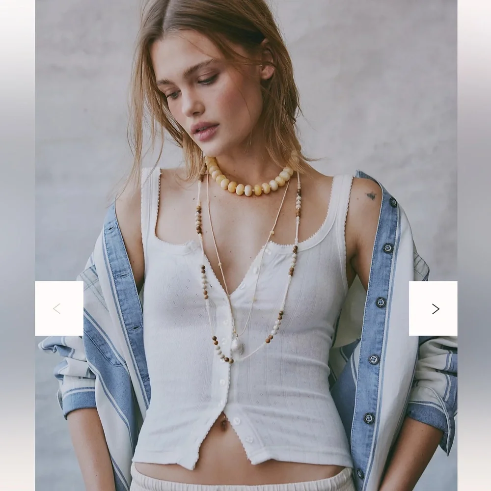 Free People End Game Pointelle Tank - Picture 1 of 4